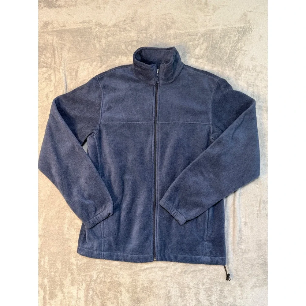 Columbia Sportswear Mens Full Zip Fleece Jacket Blue Grey Mock Neck Size M - Picture 1 of 7